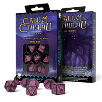 Call Of Cthulhu 7th Edition kauliukų rinkinys juodos ir purpurinės spalvos